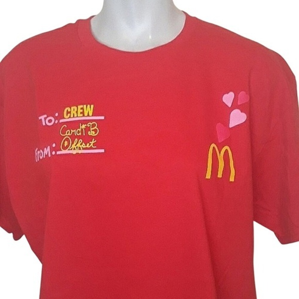 Cardi B Offset Valentine's Day Promo‎ McDonald's Crew Tee - Picture 2 of 8